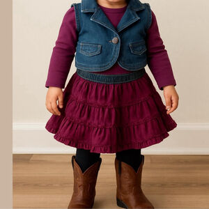 US Polo Denim & Corduroy Skirt & Vest Set – Size 24M